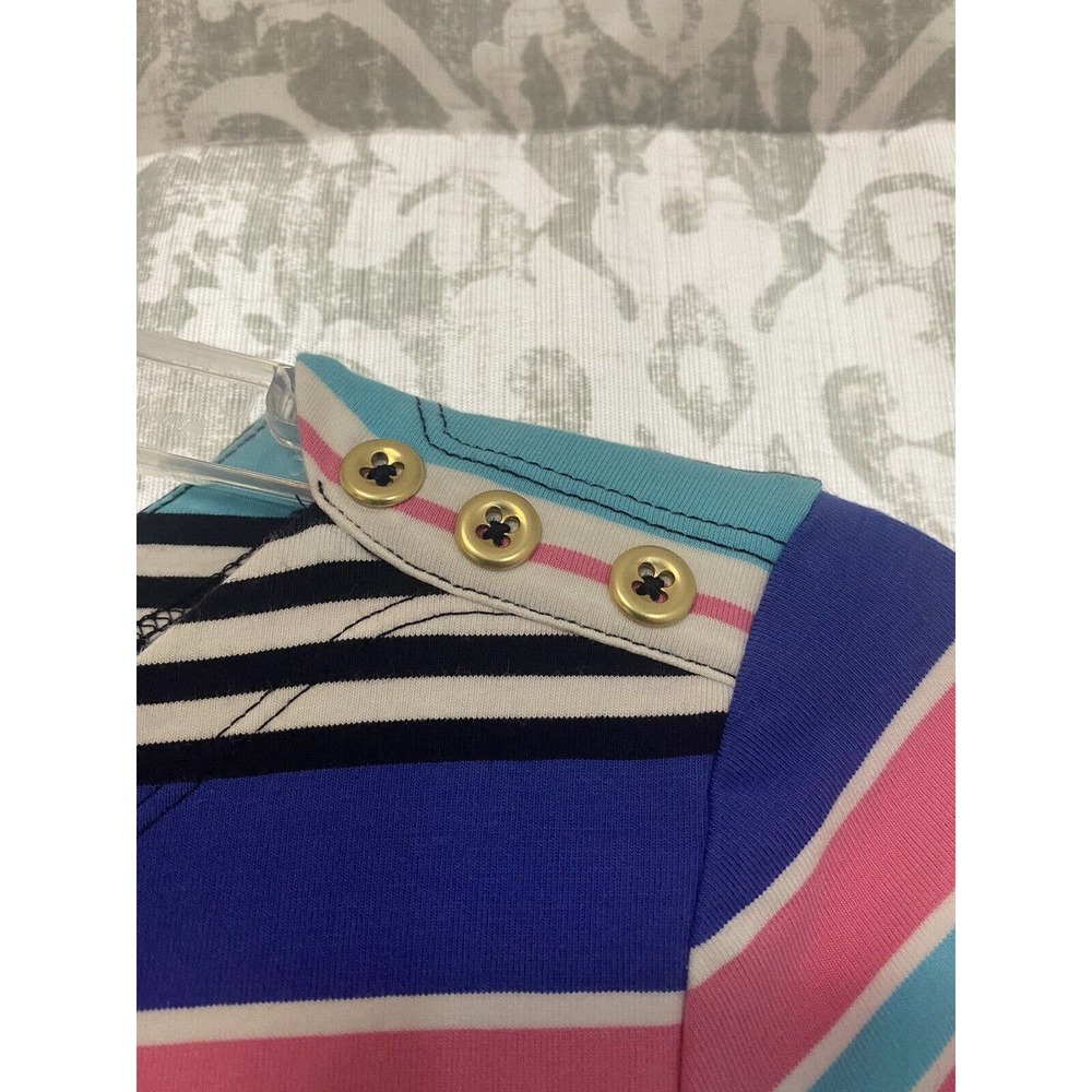 Talbots Multicolor Stripe Jersey Shift Dress Gold… - image 5